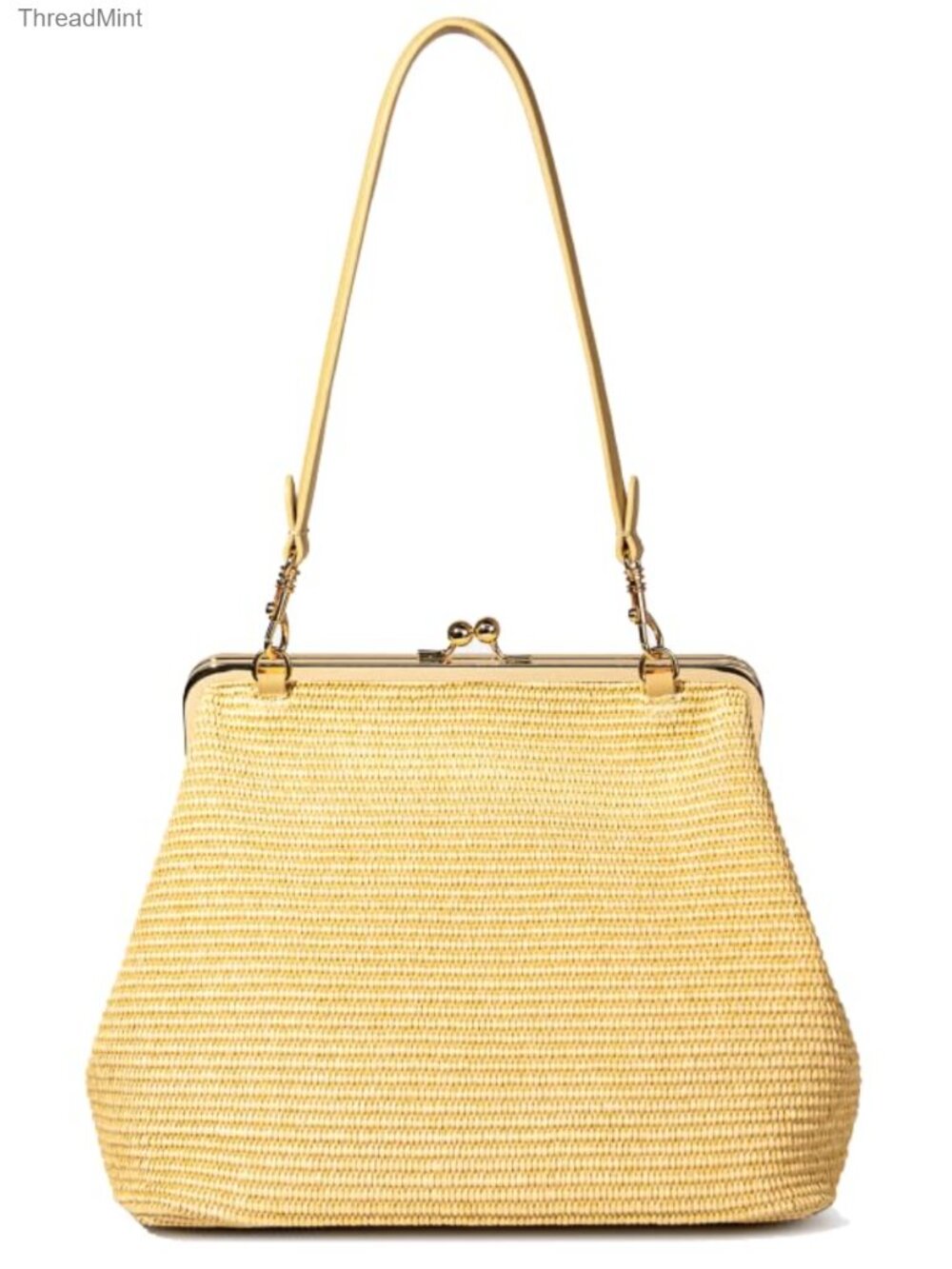 Straw Kiss-lock Hobo Shoulder Bag Large Tote Beach Purse Woven PP